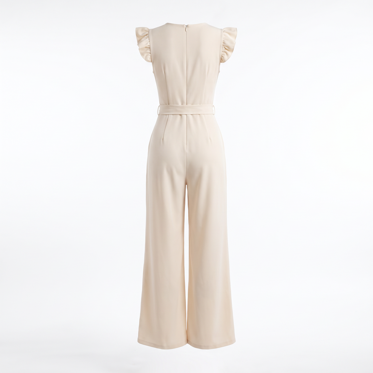 Floral Embroidered Ruffle Strap Wide-Leg Jumpsuit